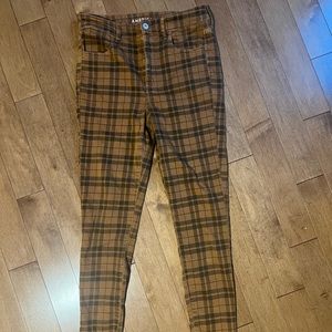 American Eagle Plaid Mustard Yellow and Black Pants
